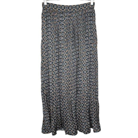 Banana republic factory geometric pleated lined maxi skirt size 4 art to wear - Picture 1 of 12